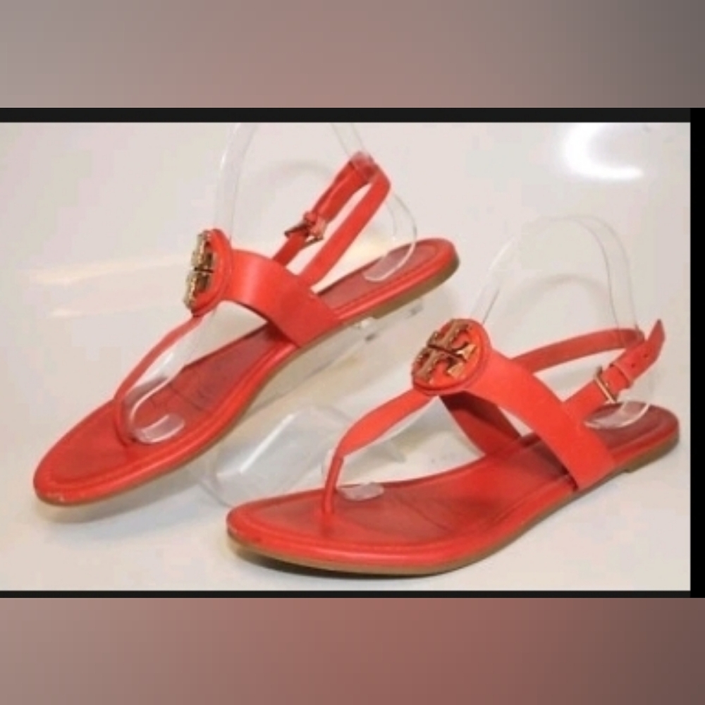 Tory Burch Bryce Dillan Vibrant Red Thong Sandal Slingback 10 - Picture 3 of 3